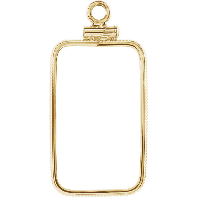 14K Yellow Gold Holds 23.5mm x 14mm Coins or Credit Suisse 5 gram Coin Edge Screw Top Frame Holder Mounting