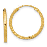 Load image into Gallery viewer, 14k Yellow Gold 19mm x 1.35mm Diamond Cut Round Endless Hoop Earrings
