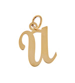 將圖片載入圖庫檢視器 14K Yellow Gold Initial Letter U Cursive Script Alphabet Pendant Charm
