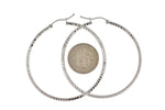 Afbeelding in Gallery-weergave laden, 14K White Gold Diamond Cut Round Hoop Textured Earrings 45mm x 2mm
