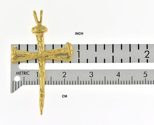 14k Yellow Gold Cross Nail Pendant Charm