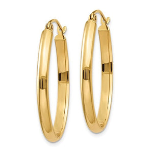 14k Yellow Gold Classic Polished Oval Hoop Earrings