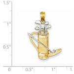 Load image into Gallery viewer, 14k Yellow Gold Rhodium Golf Clubs Bag Golfing Pendant Charm
