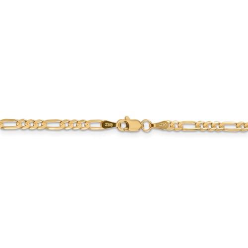14K Yellow Gold 3mm Concave Open Figaro Bracelet Anklet Choker Necklace Pendant Chain