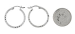 Carregar imagem no visualizador da galeria, Sterling Silver Diamond Cut Classic Round Hoop Earrings 20mm x 2mm
