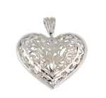 Afbeelding in Gallery-weergave laden, Sterling Silver Puffy Filigree Heart 3D Large Pendant Charm
