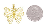 Afbeelding in Gallery-weergave laden, 14k Yellow Gold Large Butterfly Pendant Charm
