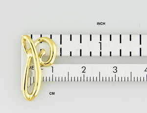 14k Yellow Gold Initial Letter P Cursive Chain Slide Pendant Charm