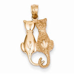 Kép betöltése a galériamegjelenítőbe: 14k Rose Gold Sitting Cats Open Back Pendant Charm
