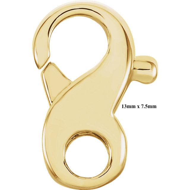 14K Yellow Gold or Sterling Silver Infinity Design Lobster Clasp Jewelry Findings