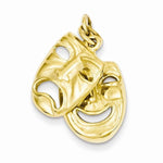 Afbeelding in Gallery-weergave laden, 14k Yellow Gold Comedy Tragedy Theater Masks Pendant Charm

