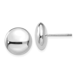 14k White Gold 12mm Button Polished Post Stud Earrings