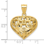 이미지를 갤러리 뷰어에 로드 , 14k Yellow Gold Puffy Heart Cage 3D Hollow Pendant Charm
