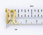 Carregar imagem no visualizador da galeria, 14k Yellow Gold Initial Letter N Cursive Chain Slide Pendant Charm
