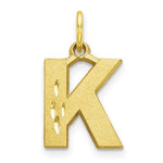 이미지를 갤러리 뷰어에 로드 , 10K Yellow Gold Uppercase Initial Letter K Block Alphabet Diamond Cut Pendant Charm
