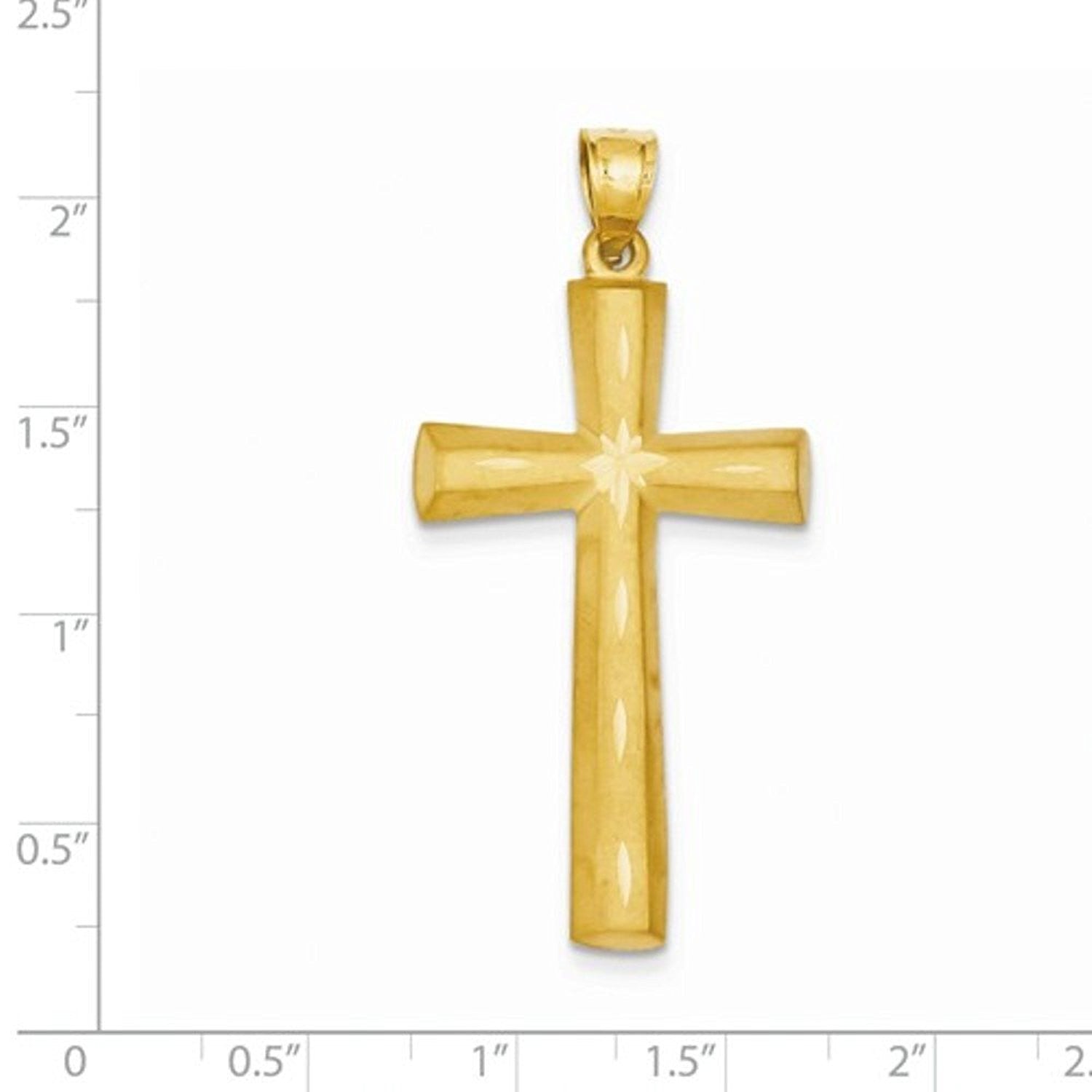 14k Yellow Gold Latin Cross Open Back Pendant Charm - [cklinternational]