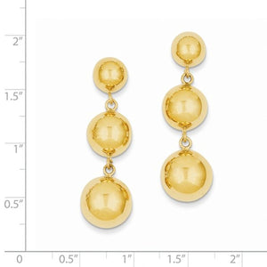 14k Yellow Gold Half Ball Button Post Dangle Earrings