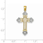 Lataa kuva Galleria-katseluun, 14k Yellow Gold and Rhodium Cross Pendant Charm
