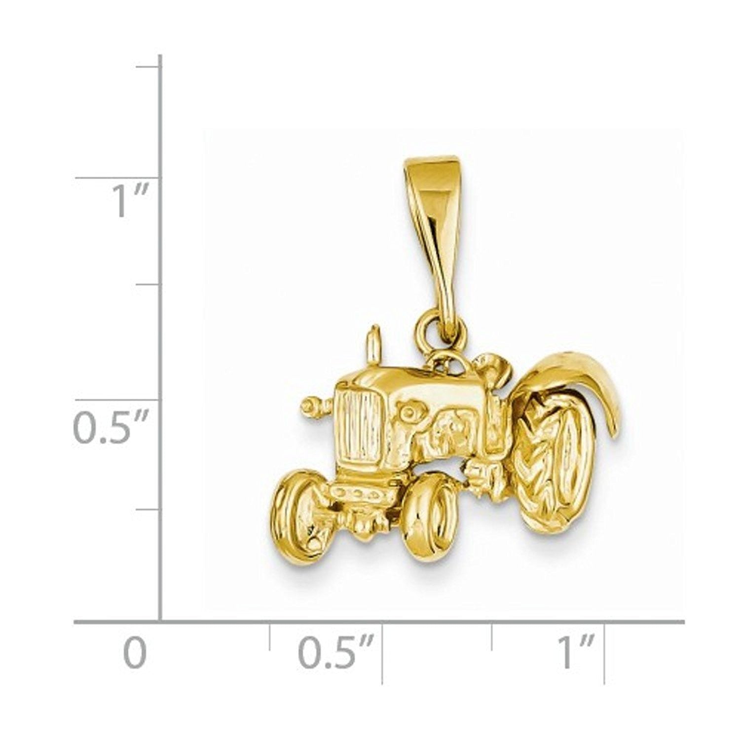 14k Yellow Gold Tractor Open Back Pendant Charm