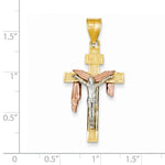 Lataa kuva Galleria-katseluun, 14k Gold Tri Color Draped INRI Cross Crucifix Pendant Charm
