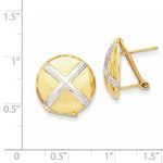Load image into Gallery viewer, 14k Yellow Gold and Rhodium Button X Omega Back Earrings
