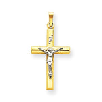 Lataa kuva Galleria-katseluun, 14k Gold Two Tone INRI Crucifix Cross Hollow Pendant Charm
