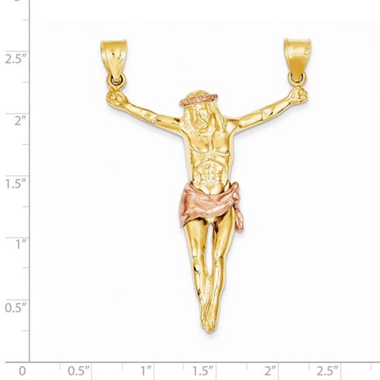 14k Gold Two Tone Corpus Crucified Christ Pendant Charm - [cklinternational]