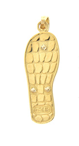 14k Yellow Gold Enamel Multi Color Flip Flop Slipper Sandal 3D Pendant Charm
