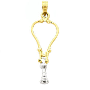 14k Gold Two Tone Medical Stethoscope 3D Pendant Charm