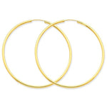 Indlæs billede til gallerivisning 14K Yellow Gold 55mm x 2mm Round Endless Hoop Earrings
