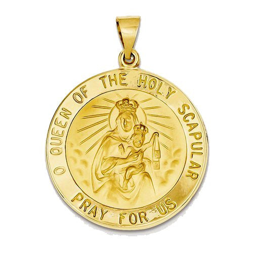 14k Yellow Gold Queen of Holy Scapular Hollow Pendant Charm