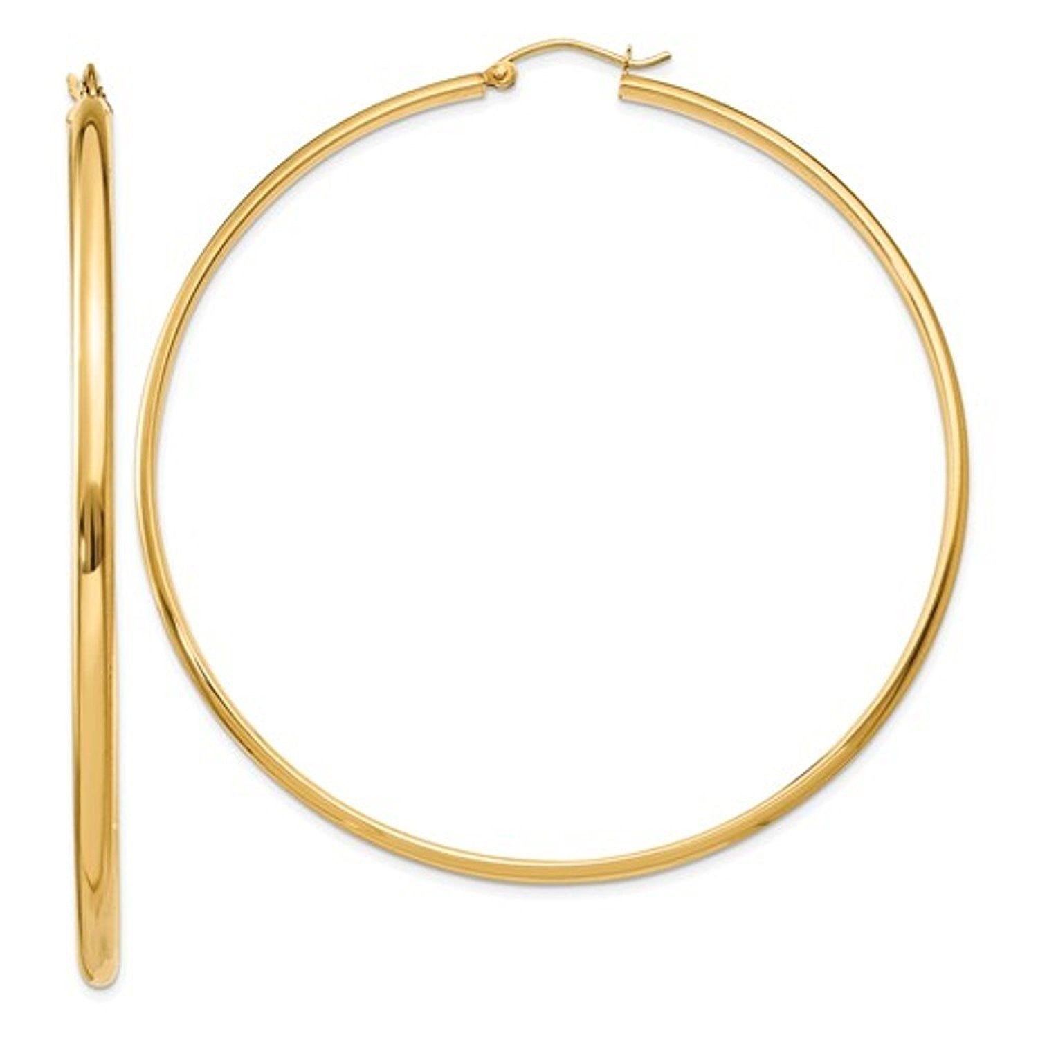 14K Yellow Gold Extra Large Classic Round Hoop Earrings