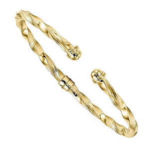 14k Yellow Gold Modern Contemporary Hinged Cuff Bangle Bracelet