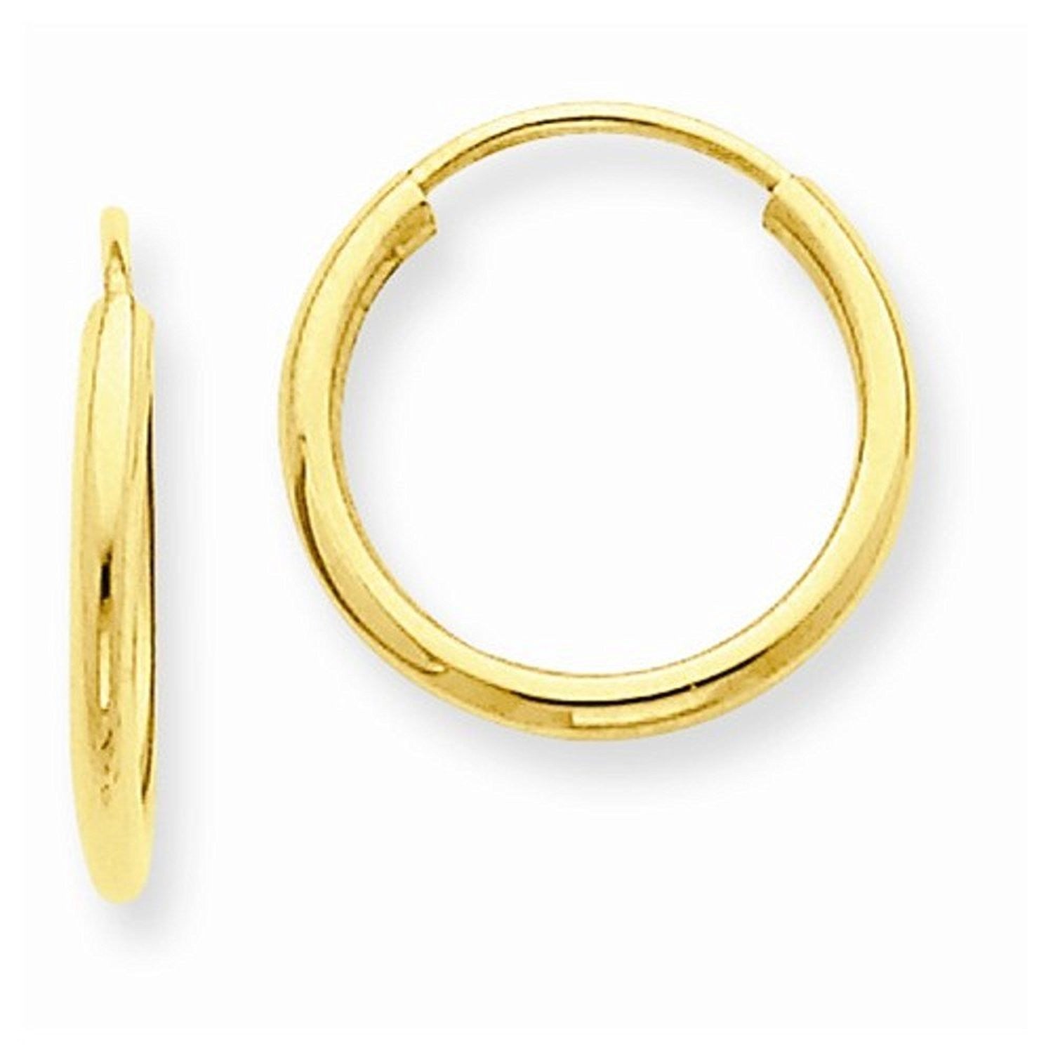 14K Yellow Gold 11mm x 1.5mm Endless Round Hoop Earrings