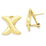 Kép betöltése a galériamegjelenítőbe: 14k Yellow Gold Modern Contemporary X Omega Post Earrings
