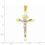Lataa kuva Galleria-katseluun, 14k Gold Two Tone INRI Crucifix Cross Large Pendant Charm
