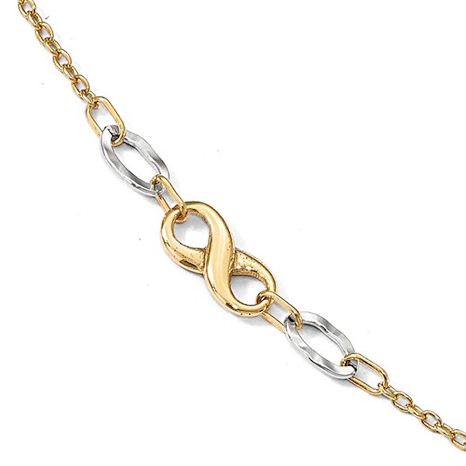 14k Gold Two Tone Infinity Anklet 10 inches