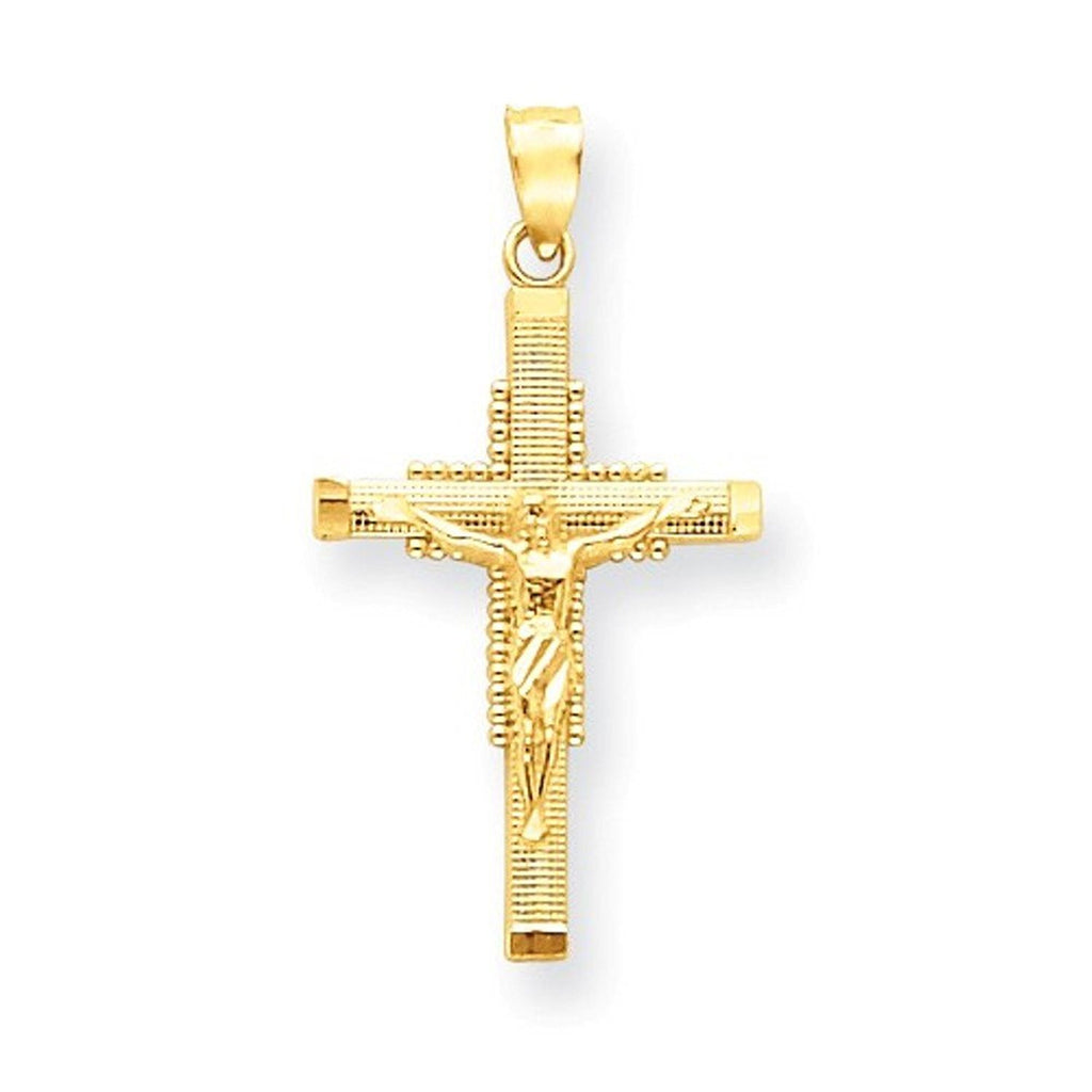 14k Yellow Gold Crucifix Cross Pendant Charm - [cklinternational]