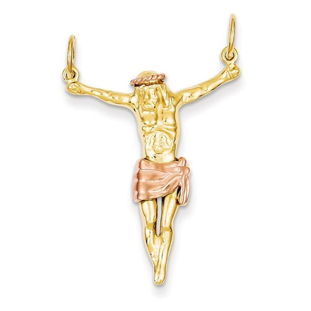 14k Gold Two Tone Corpus Crucified Christ Pendant Charm - [cklinternational]