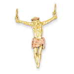Lataa kuva Galleria-katseluun, 14k Gold Two Tone Corpus Crucified Christ Pendant Charm - [cklinternational]
