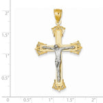Lataa kuva Galleria-katseluun, 14k Gold Two Tone Crucifix Cross Large Pendant Charm - [cklinternational]
