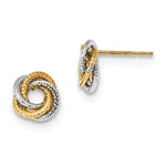 Load image into Gallery viewer, 14k Gold Two Tone Textured Love Knot Stud Post Earrings
