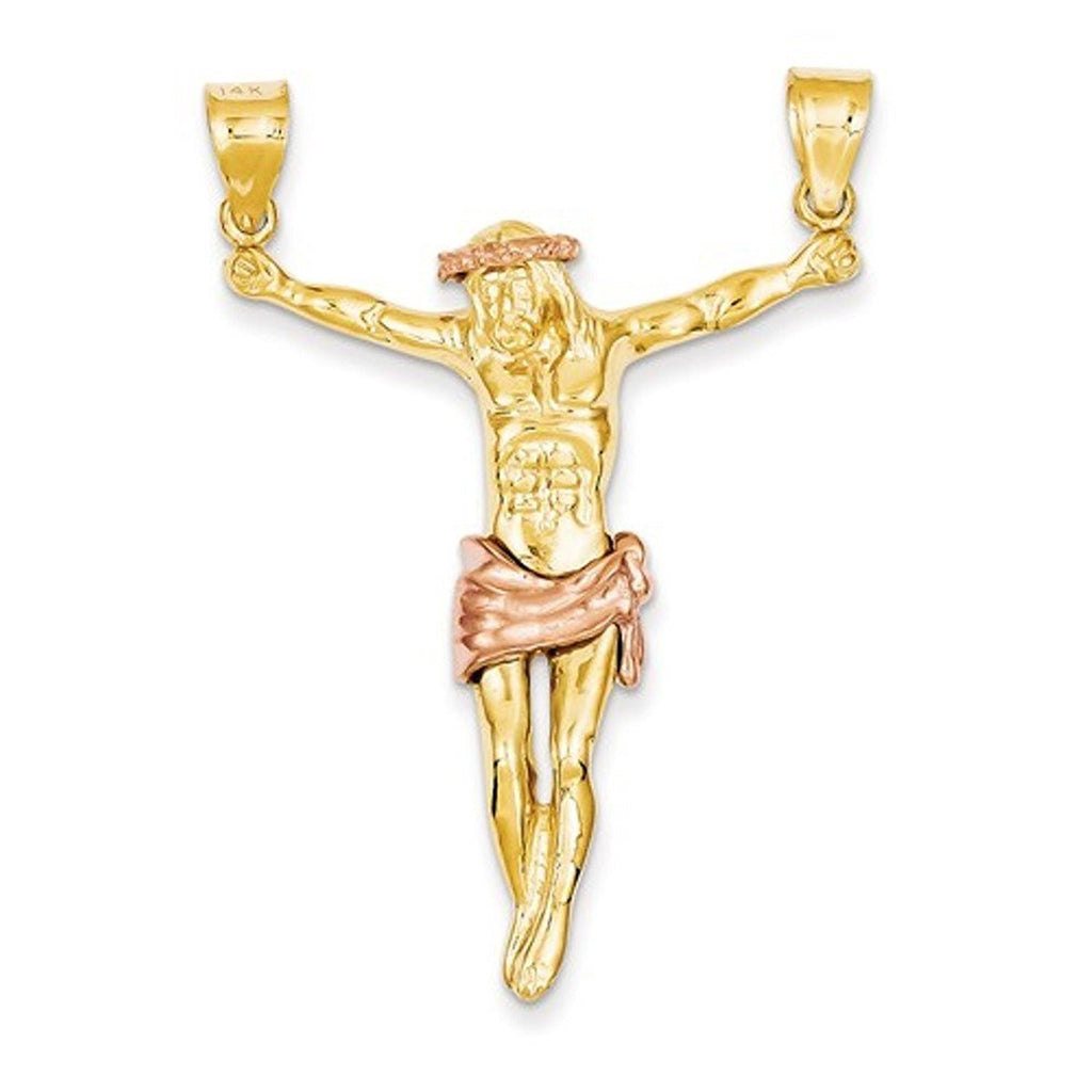 14k Gold Two Tone Corpus Crucified Christ Pendant Charm - [cklinternational]