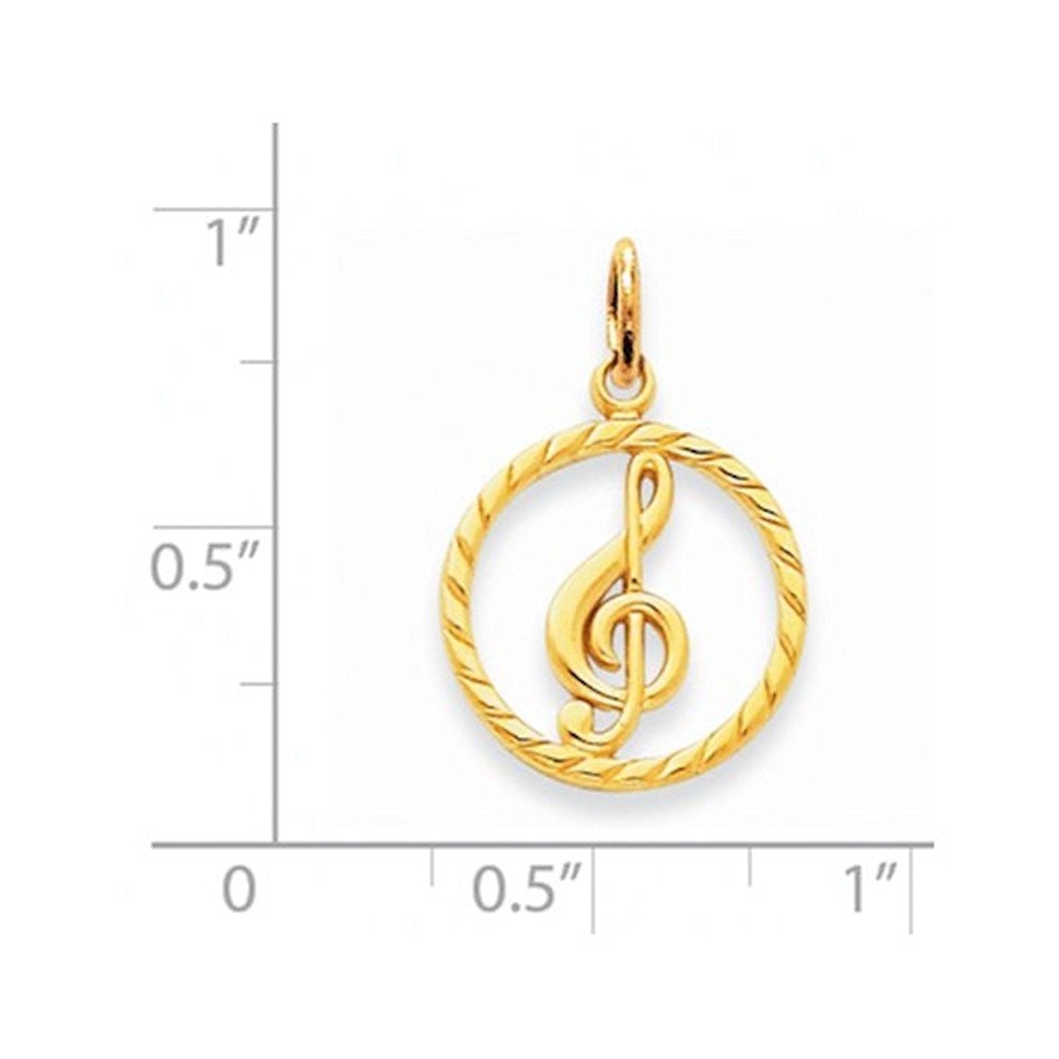 14k Yellow Gold Music Treble Clef Symbol Pendant Charm - [cklinternational]