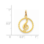 Charger l&#39;image dans la galerie, 14k Yellow Gold Music Treble Clef Symbol Pendant Charm - [cklinternational]
