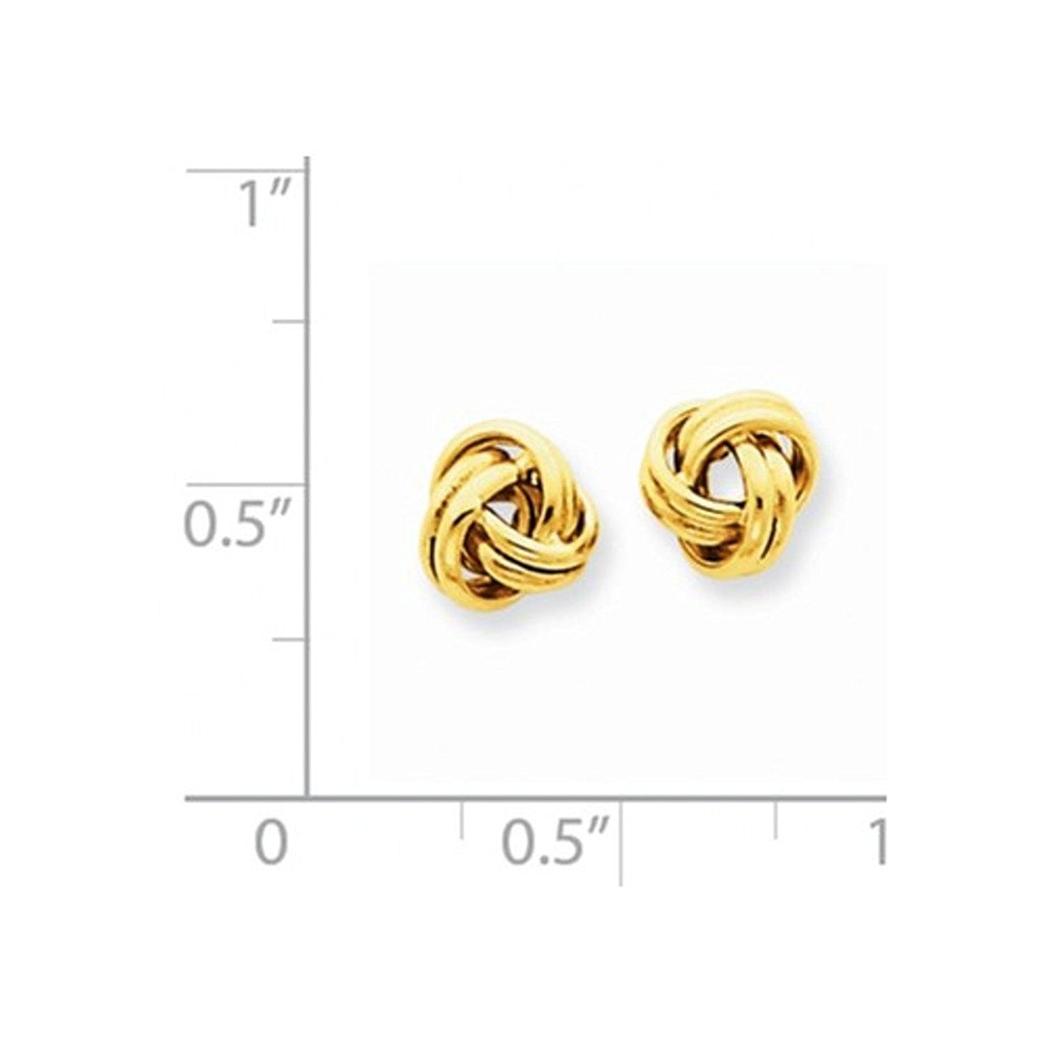 14k Yellow Gold Classic Polished Love Knot Stud Post Earrings