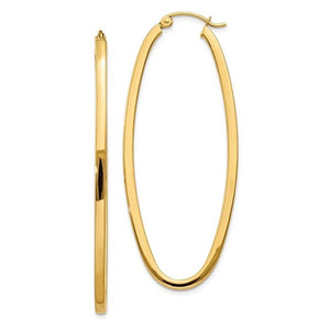 14k Yellow Gold Classic Large Oval Hoop Earrings