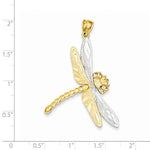 Lataa kuva Galleria-katseluun, 14k Yellow Gold and Rhodium Dragonfly Pendant Charm - [cklinternational]
