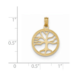 14k Yellow Gold Tree of Life Round Small Pendant Charm