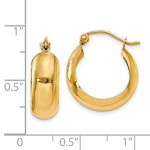 14K Yellow Gold 18mm x 7mm Classic Round Hoop Earrings